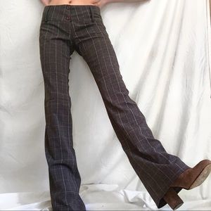 90’s Vintage Midrise Brown Plaid Trousers